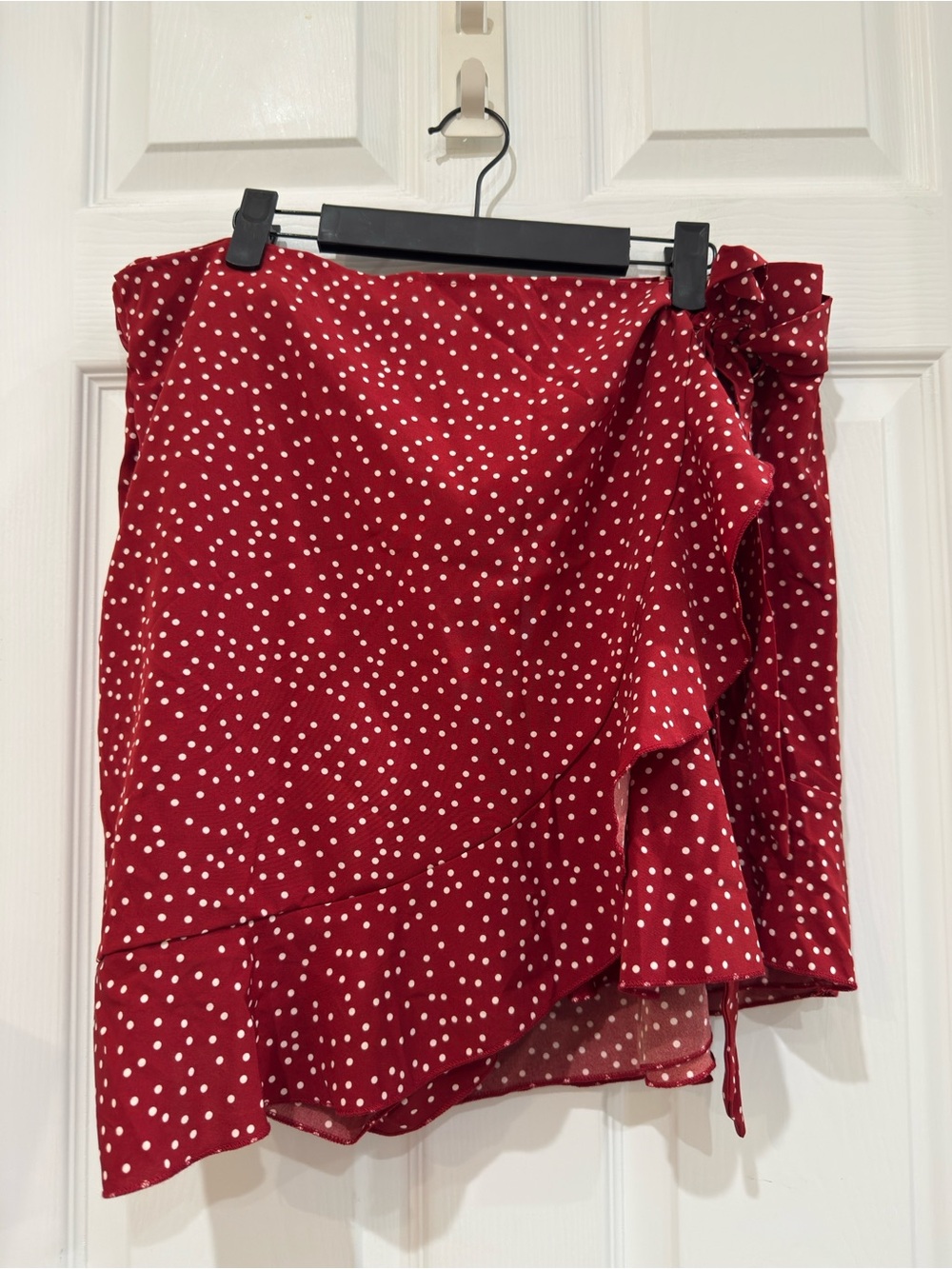 Red Polka Dot Faux Wrap Skirt Skort - Picture 4 of 16